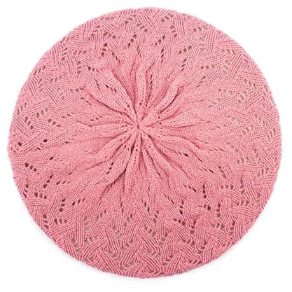 SOYNIA Barett Baskenmützen Für Herren Damen Strick Mütze Lässig Dünne Acryl-Baskenmützen Für Damen Damen Schlanker Künstler Mützen Mütze Für Damen Rosa-1