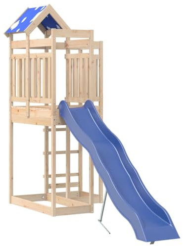 vidaXL Parc extérieur en bois de pin massif, balançoire de jardin, maison de jeux avec toboggan, parc pour enfants en bois