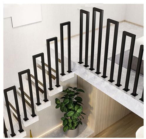 YCZHD U-förmiges Schwarzes Quadratisches Rohrgeländer,Dachboden,Balkon,Dekorative Haltegriffe,Zaunstützstangen,Dachgeschoss drehendes Treppengeländer(Size:U 95cm,Color:Schwarz)