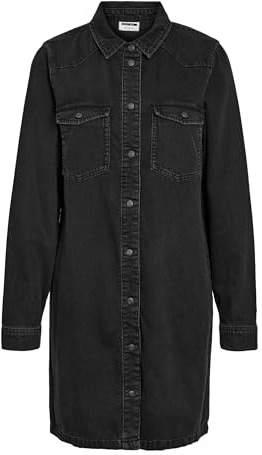 Noisy may NMNEW Robe en Jean pour Femme, Jean Noir, M