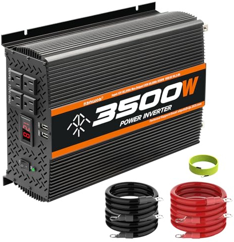 3500W Inverter 12V DC to 110V AC Converter for Home, RV, Truck, Off-Grid Solar Power Inverter with Built-in 5V/2.1A USB, AC Hardwire Port, Remote Controller
