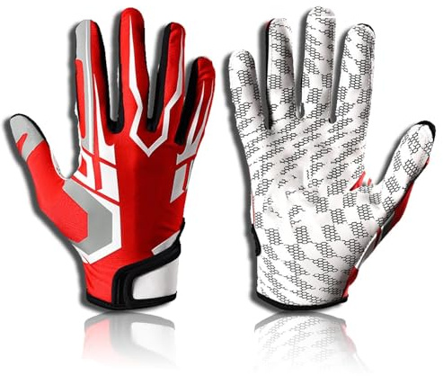 equlup 2PCS Baseball Batting Gloves, Football Receiver Gloves Breathable Non Slip High Grip American Football Protective Mittens for Youth Adult Unisex (M)
