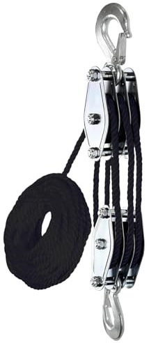 Seilzug Flaschenzug Seilzug | 2200 lb Bruchfestigkeit Heberolle | 1100lb Riemenscheiben-Block-Tragfähigkeit für Tierhaltung, Lager und Bau