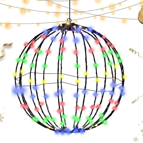 Luces esféricas navideñas para exteriores - Decoraciones para el globo navideño, bolas LED impermeables | Bolas luminosas navideñas colgantes festivas, adornos de jardín para interiores y exteriores