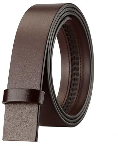 LVUNZJCA Gürtel für Herren Ledergürtel ohne Schnalle for Herren ohne Kopf, automatischer Schnallengürtel für Jeans, lässig(Braun,110cm)