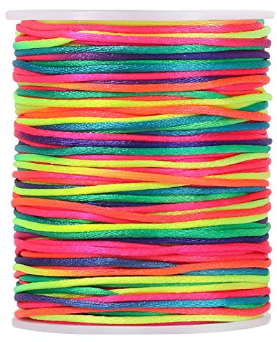 Tenn Well 2mm Bracelet String, 90m Colorful Rainbow Nylon String for Bracelet Necklaces Jewelry Making, Beading, Knotting, Binding, Wrapping and Crafts