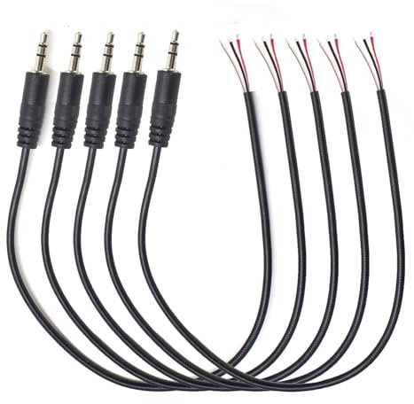 ELNONE 5PCS 0.25M/0.8FT 2.5mm Male Plug to Bare Wire Cable, TRS 3 Pole Stereo 2.5mm Extension for Audio Cable Repair