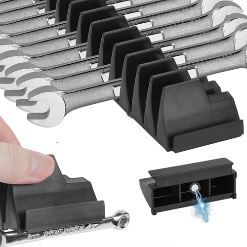 Wotendy Magnetischer SchraubenschlüSsel-Organisator Für Werkzeugkasten | Modulares SchraubenschlüSsel-Regal Mit Metrischen & SAE-Etiketten, ABS, Schwarz