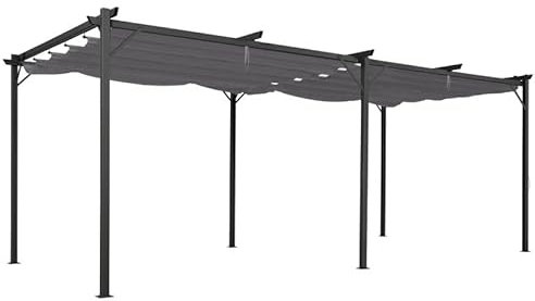IDMarket - Pergola Toit rétractable 4 Pieds 3x6 M tonnelle Gris Anthracite