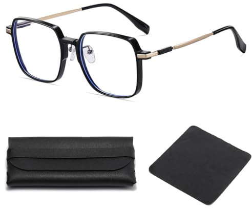 1 par de gafas de lectura con filtro de luz azul, gafas rectangulares metálicas de moda contra la luz azul, gafas de lectura para hombres y mujeres.
