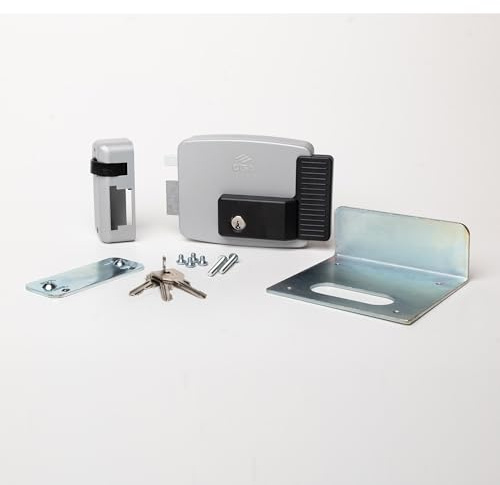 CISA - Serrure électrique à appliquer 111721702N7 - Serrure électrique CISA en acier peint avec clé intérieure - Serrure de porte extérieure entrée 70 réglable - Main gauche