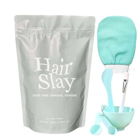 Hair Slayers - Kit di polvere per depilazione del corpo, polvere da barba delicata ed per pelle liscia, cura del corpo liscia per donne e uomini