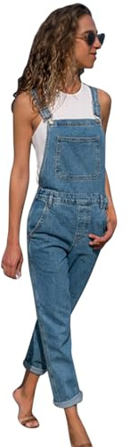 semen Womens Casual Washed Distressed Denim Dungarees Long Pants Regular Fit Jeans Bib Overalls Classic Jumpsuit Trousers with Pockets