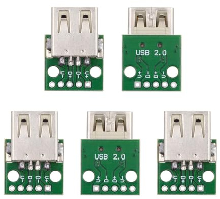xiwai Lot de 5 connecteurs USB 2.0 Type-A Femelles, pour Montage sur Circuit imprimé (OEM), à souder, 480 Mbps, à Monter soi-même