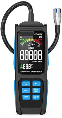 Detector de Fugas de Gas portátil con Pantalla de Carga, analizador de Gas, medidor de GLP, medidor de Fugas Natural con Triple Alarma,Sensores Precisos