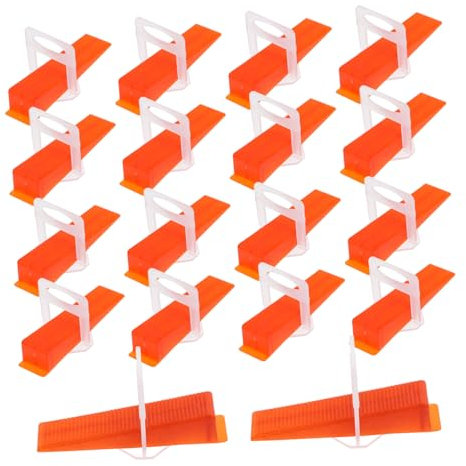 SHINEOFI Sistema de Nivelación de Baldosas Cuñas, Espaciadores para Pared y Suelo, Pp Rojo, 200 Piezas para Instalación Rápida y Uniforme