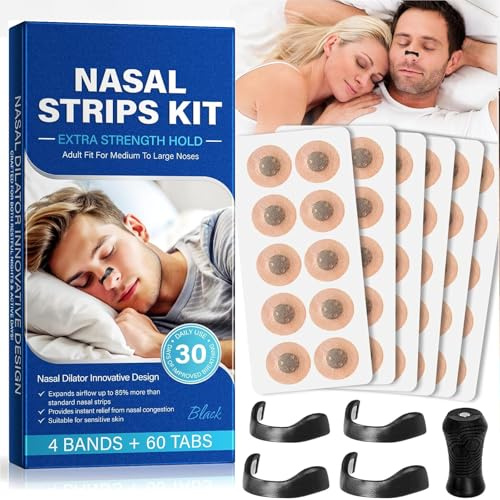 60Pcs Magnetic Nose Strips, Nose Magnet for Breathing, Improve Sleep Quality Anti Snoring Devices Snoring Aids for Men & Women