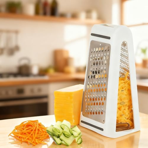 Reibe mit Käsedose, FuxFuis Käsereibe mit Behälter Box Reibe Dauerhaft Handreibe Weiß Handreibe 22 * 13.5 * 8.5cm Boxreibe Vorratsbehälter Käse Reiben für Käse Gemüse Knoblauch Ingwer