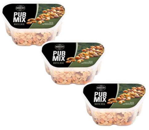Nordthy Pub Mix 3×450 g | Herzhafter Party-Snackmix mit Nüssen, Salzgebäck & Crunch | Vorratspack 1,35 kg | Ideal für Party, Büro & Filmabend | Dänische Marke