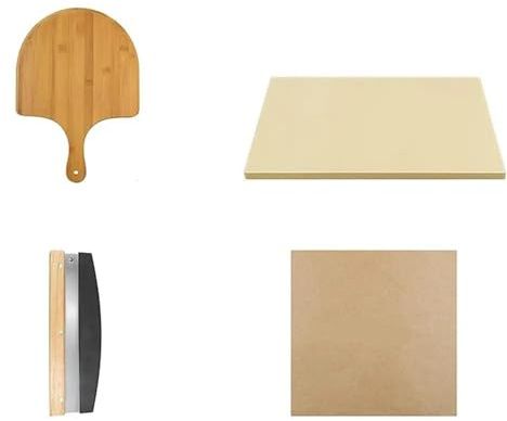 Pizza Stone 1 Set Stainless Steel Pizza Shovel Spatula Cooking Stone Kit for Oven Quick Heating Baking Supplies for Cookies Chicken