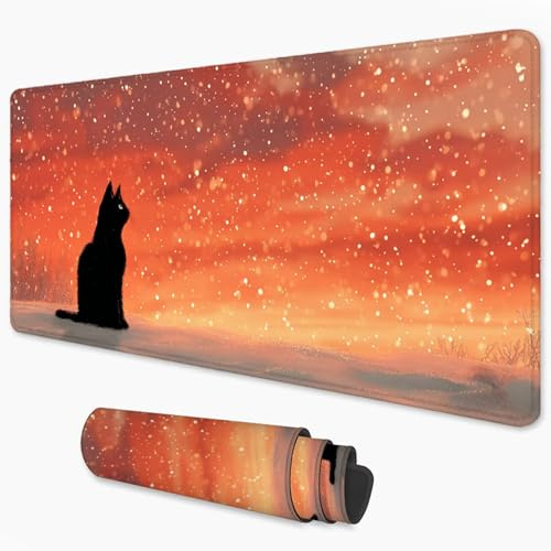 Alfombrilla Ratón Gato Mouse Pad 1000x500 mm, Grande Alfombrilla Gaming Naranja con Superficie Especial Que Mejora la Velocidad y la precisión, Mousepad Impermeable para Gamers, PC y Portátil 3Y-344