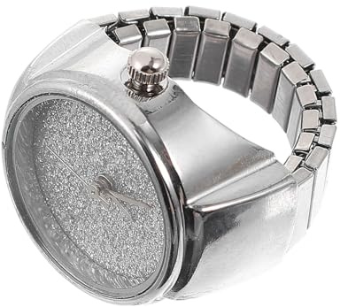 HOLIDYOYO Quarz Ringuhr Glitzer Kleiner Fingeruhr Silber Metallgehäuse Unisex Geschenk Für Alltag Und Geburtstag