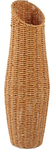 TOVINANNA Vaso da Terra Alto da Interno in Plastica Intrecciata Effetto Rattan, Decorazione Semplice e Raffinata per Fiori e Arredamento Casa