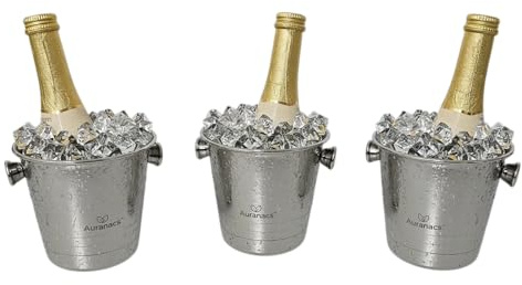 Auranacs® Trento | Luxuriöser Piccolo-Sektkühler | Spiegelpolierter Premium-Edelstahl | Ø 11 cm | Höhe 10 cm | Für Piccolo-Flaschen | Edler Eiwürfelbehälter (3)