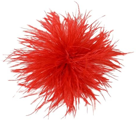 Blausky 2 Stücke Federbrosche aus Straußenfedern 8-10cm,fluffige Feder Brosche zum Anstecken mit Clip und Nadel,Haarspange mit Feder deko Corsage Pin Anstecker für Kleidung,Hut,Tasche,Blazer,Rot