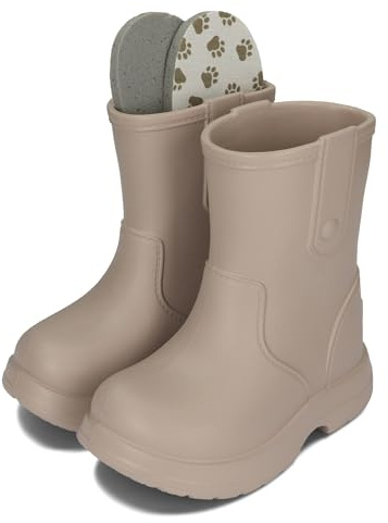 BeKiddy Barngummistövlar av EVA lätta, vattentäta och halkfria, med innersula, 2/23–34/35, ljusbeige, 22/23 EU