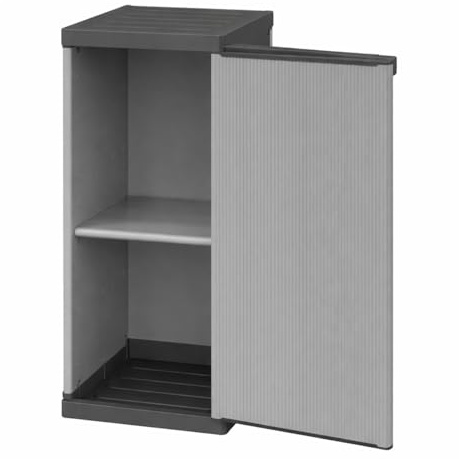 PALUPLUS Armadio Basso a 1 Anta in Resina di Colore Grigio, Misura 34x38,5x85 cm, 2 Ripiani Multiuso, Mobile da Interno ed Esterno con Piedini Antiscivolo, Made in Italy -MONG3936F -5