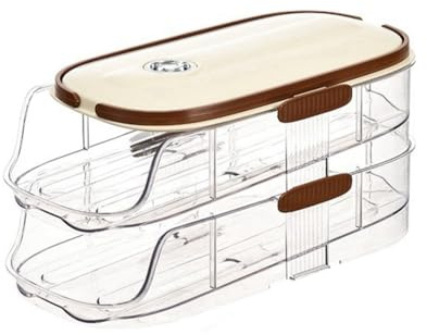 Tuidzljd Double-Row Egg Storage Box Kitchen Refrigerator Side Door Egg Box Transparent Rolling Egg Rack,A