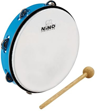 Nino Percussion Headed Tambourine Instrument - Musikinstrument für Kinder ab 5 Jahren - Durchmesser 10 Zoll - Kunststoff, Blau (NINO24SB) | Musikinstrument für Kinder ab 5 Jahren, Durchmesser 10 Zoll, Kunststoff