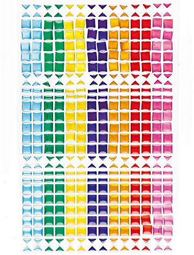 Baker Ross EF584 färgglada självhäftande mosaikstenar set – 375 stycken, storpack små färgglada klistermärken stenar för barn för pyssel och dekoration, sorterade