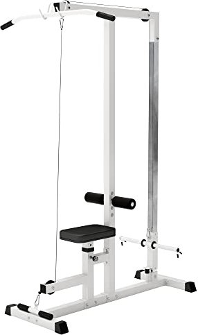 GORILLA SPORTS® Latzugstation - Verstellbar, inkl. Trizepsstange und Latzugstange, bis 280kg Belastbar, 30mm - Latzugturm, Kabelzugstation, Fitnessstation, Latzugmaschine, Latzug-Station