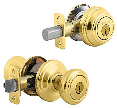 Kwikset 991 Cameron Entry Knob and Single Cylinder Deadbolt Combo Pack Featuring SmartKey® in Satin Nickel