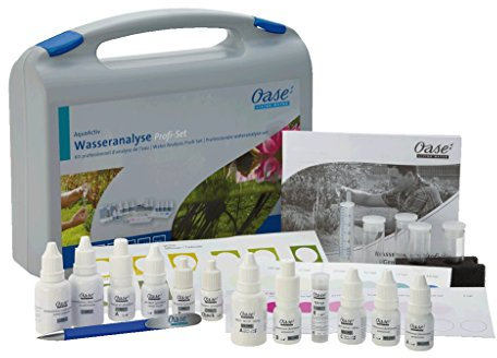OASE 50571 AquaActiv Wasseranalyse Profi-Set - Tropflösungen zur Bestimmung 8 wichtiger Wasserparameter in Gartenteichen, Schwimmteichen, Pool