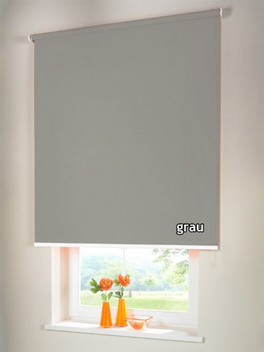 Verdunkelungsrollo Mittelzugrollo Springrollo Rollo Verdunkelung 150 x 260 cm / 150x260 cm grau