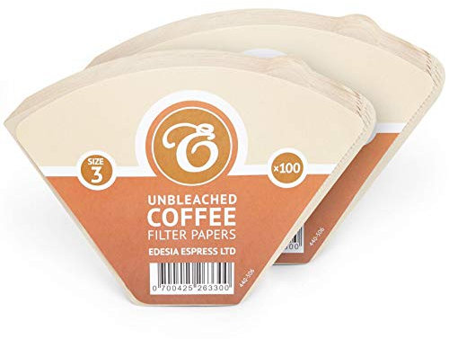 EDESIA ESPRESS – 200 Cone Coffee Filters in Paper – Coffee Filter No.3 for Manual Coffee Maker, Pour-Over and Gentle Brewing – Size 3 Brown
