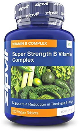 Zipvit Super Strength Vitamin B Complex – All 8 B' Vitamin for Energy, Focus & Mental Performance, 120 Vegan Tablets, 4 Month Supply.