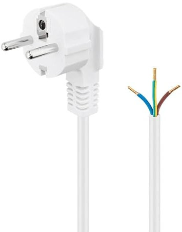 CABLEPELADO Cable alimentación CEE7 | Enchufe Schuko a bornes | Sección 0.75 mm² | H05VV-F | Apto para enchufes, regletas, Fuentes de alimentación, portalámparas | Blanco | 1.50 Metros