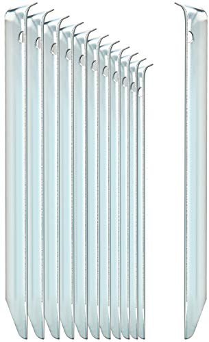 COM-FOUR® 12x tent pegs made of steel - semi-circular, robust ground pegs for camping and outdoors - ideal for normal ground - with a hole for a peg puller