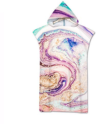 Surwin Badeponcho Strandtuch Herren Damen Surfen Wechseln Handtuch Poncho Mit Kapuze kompakt und sehr leicht Robe Bademantel Surfponcho für Strand Schwimmen Schnorchel