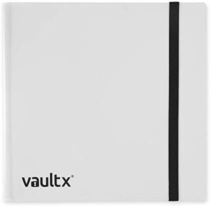 Vault X Álbum Estándar con Correa, para 480 Cartas Coleccionables, 12 Bolsillos, 20 Páginas de Carga Lateral (Blanco)