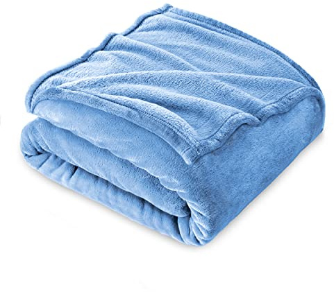 FARFALLAROSSA Couverture Plaid Polaire Flanelle 130 x 160 cm - Jeté de Canapé Polaire - Couverture lit 1 Personnes Epaisse Douce Et Chaude - Plaid Haute Qualité - Céleste