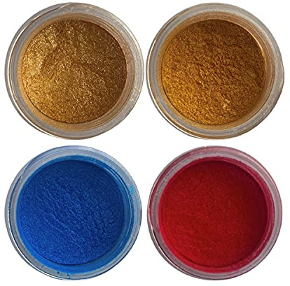 Luster Dust Set x 4 units 4g each, Edible Luster (Mayan Gold, Deep Gold, Egyptian Blue, Red Marilyn)