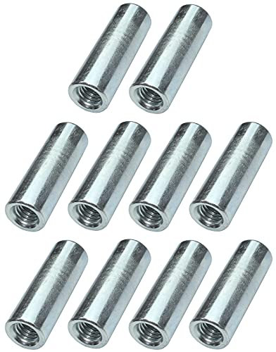 AERZETIX - C49629 - Lot de 10 écrous manchons de jonction M6x30x10mm filetés - manchon de raccordement rond cylindrique prolongateur - en acier zingué