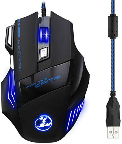 ZENO Pro Gaming Mouse 5500 DPI | 8 Buttons Multi-Modes LED lights USB Gaming Mice | Weight Tuning for Laptop, Desktop, PC, Macbook | Black