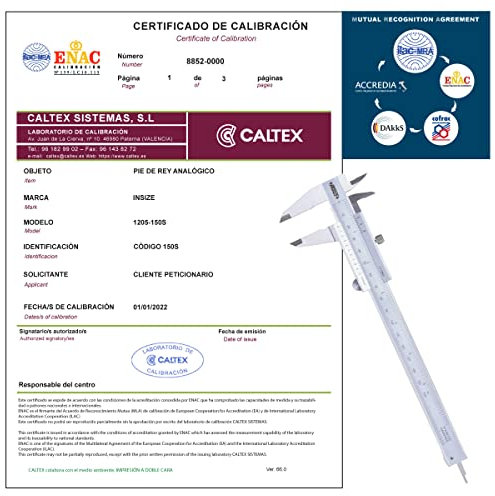 Messschieber kalibriert INSIZE 1205-150S kalibrierzertifikat akkreditiert (akzeptiert von DAkkS)