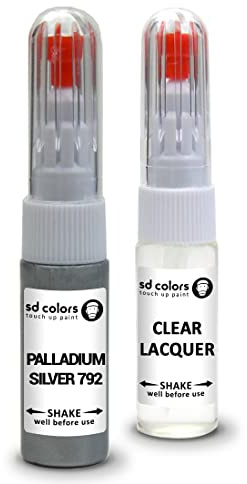 SD COLORS Kit de réparation de stylo de retouche de peinture - 20 ML - Couleur : argent païum 792 - Pour peinture et vernis